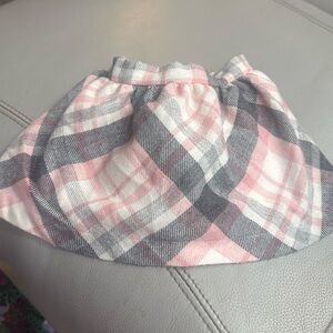 Mayoral Pink Gray and White Plaid Skirt